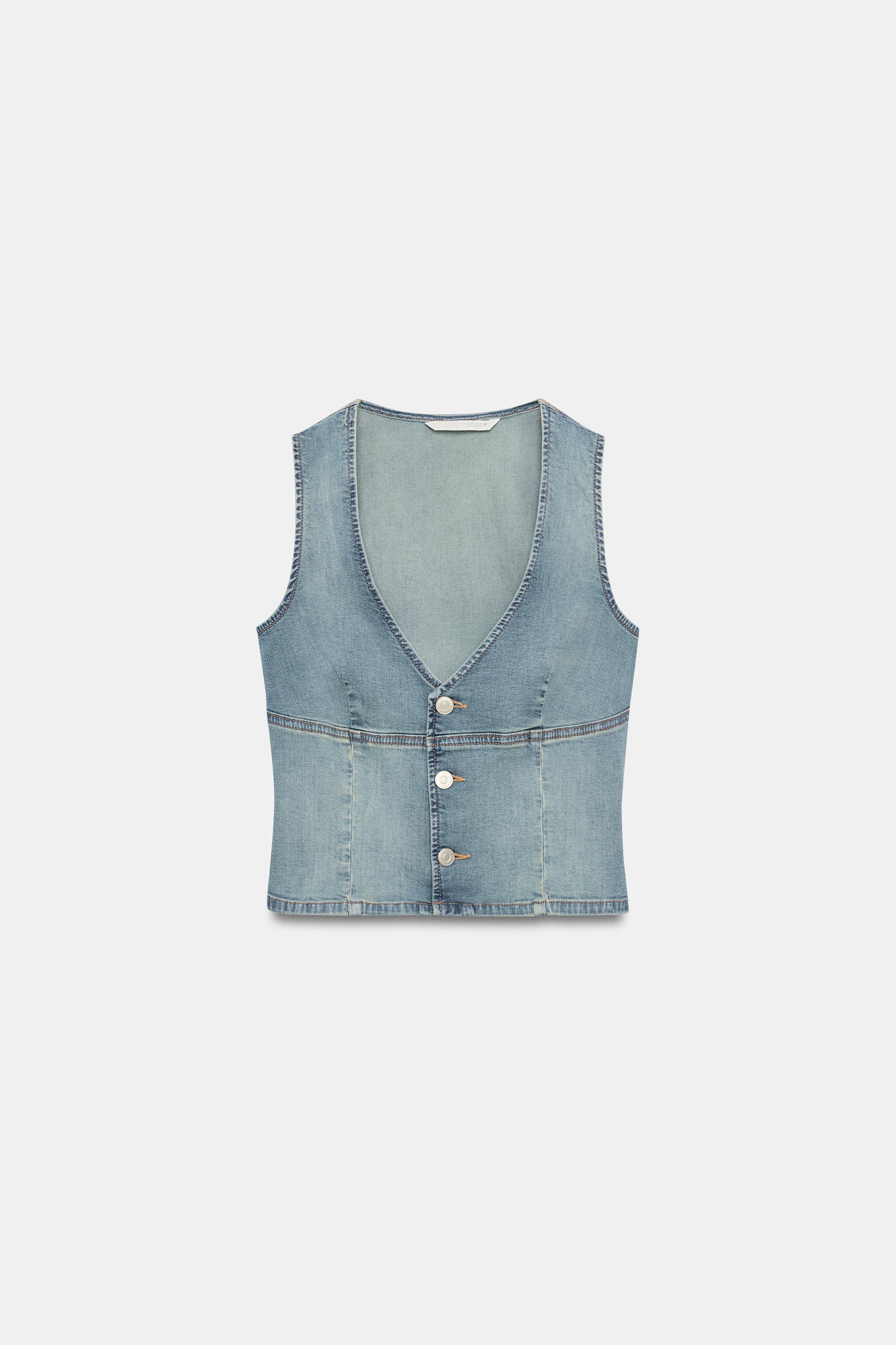 TRF デニムベストトップス - ブルー | ZARA Japan / 日本