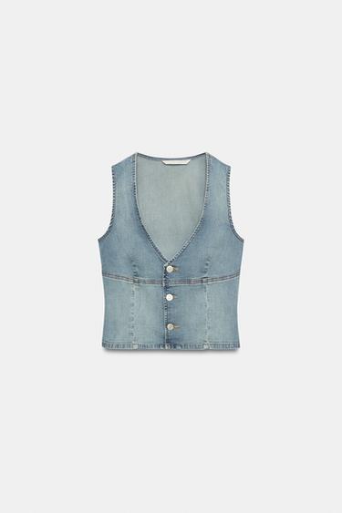 TOP GILET DENIM TRF - Bleu de Zara - Image 5