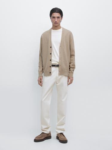 Zara Mouliné cotton knit cardigan - Greenish - Image 0