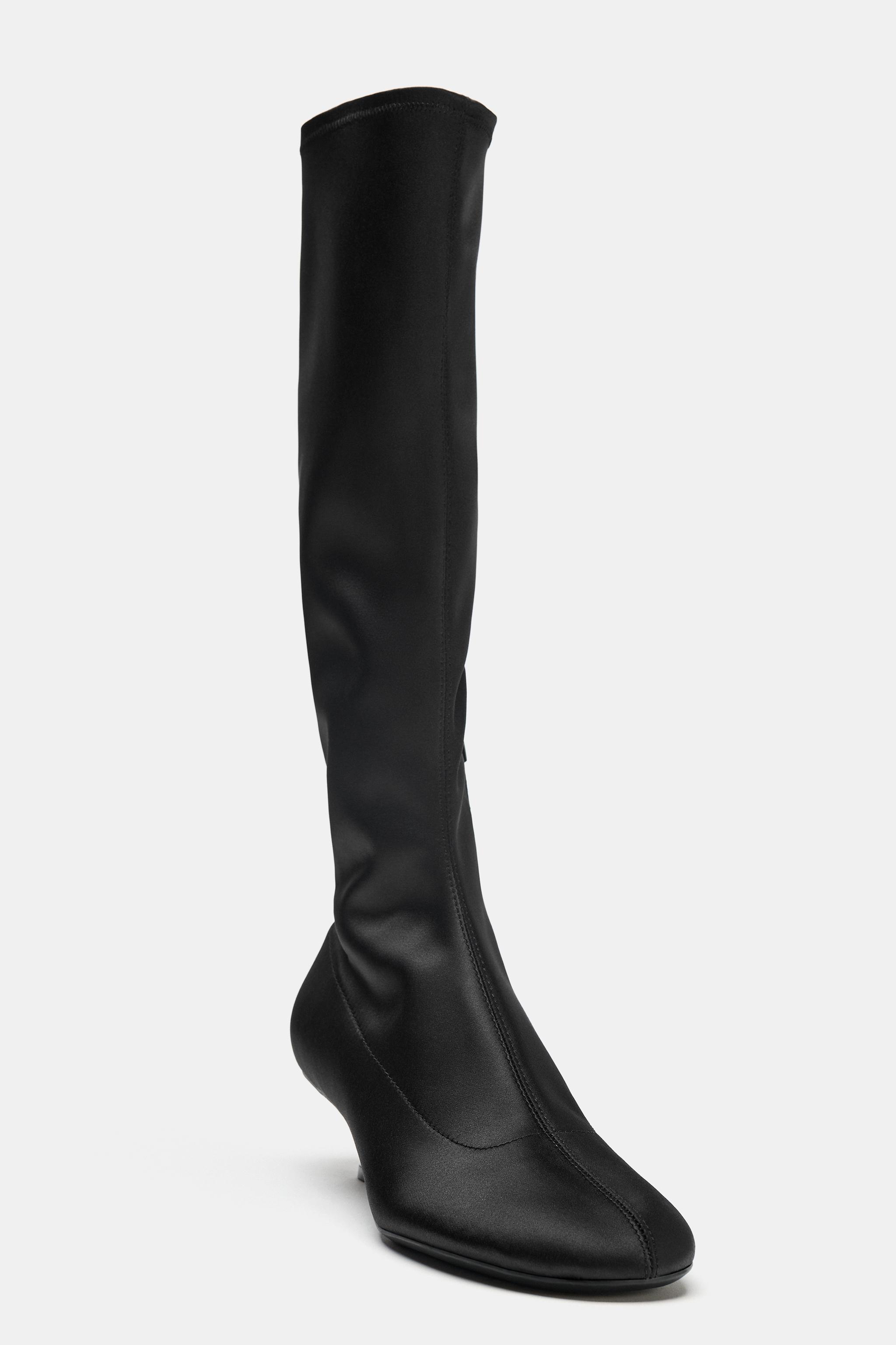 Женские ботинки Zara SATIN KITTEN BOOTS — фото 7