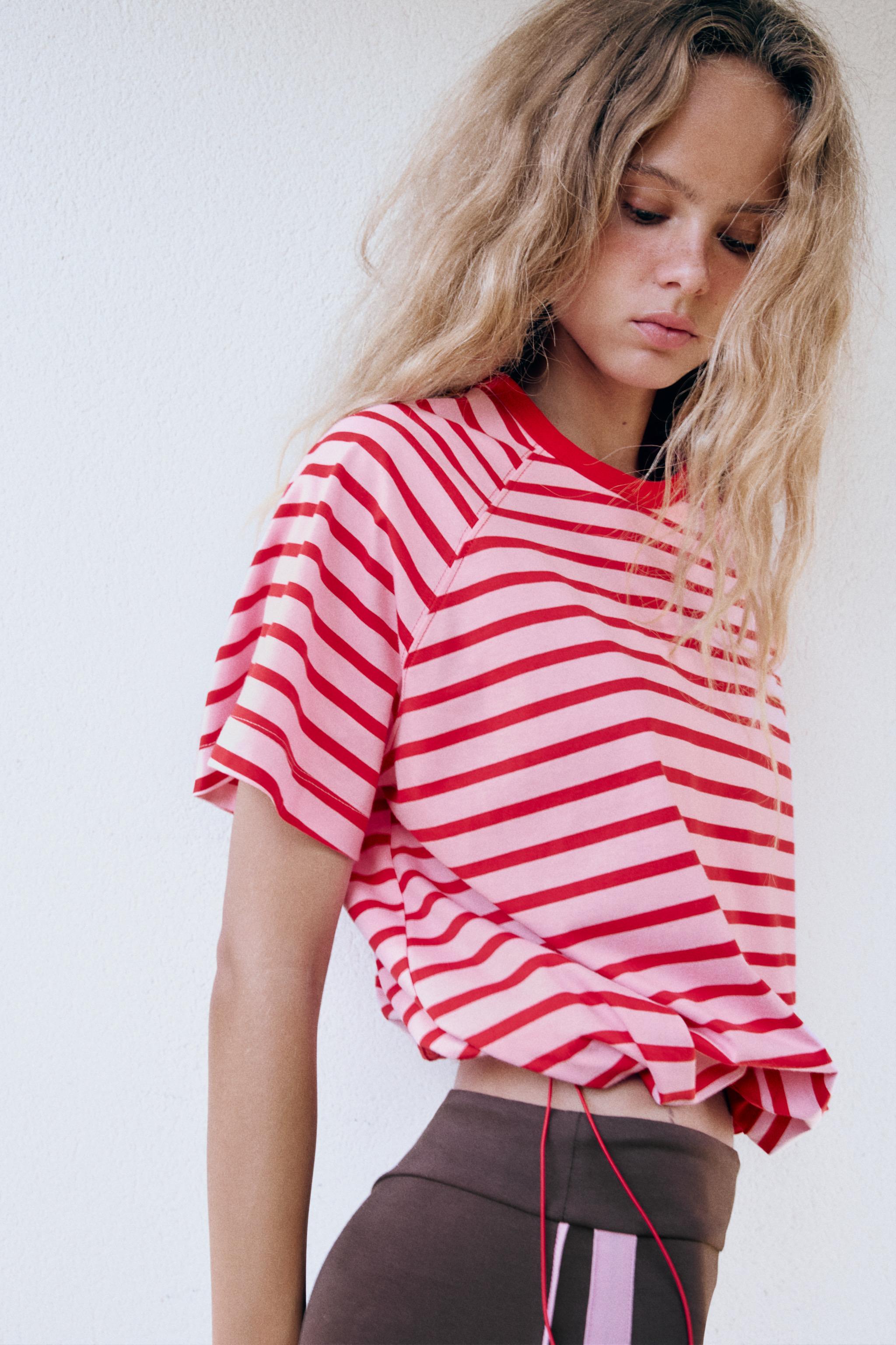 Zara ÇİZGİLİ STOPERLİ T-SHIRT görsel 3