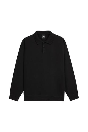 LONG SLEEVE TEXTURED POLO SHIRT