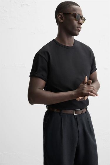 LEATHER TOPSTITCH BELT - Brown by Zara - Image 1