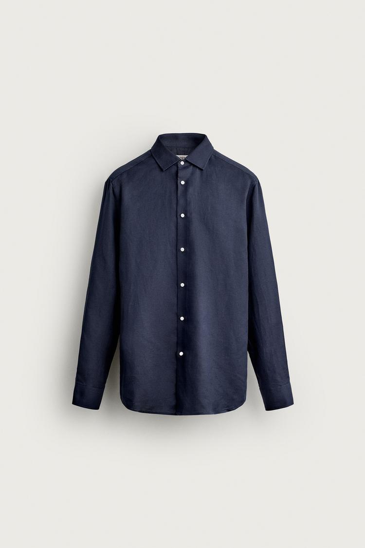 Camisa de corte regular de lino y lyocell 8