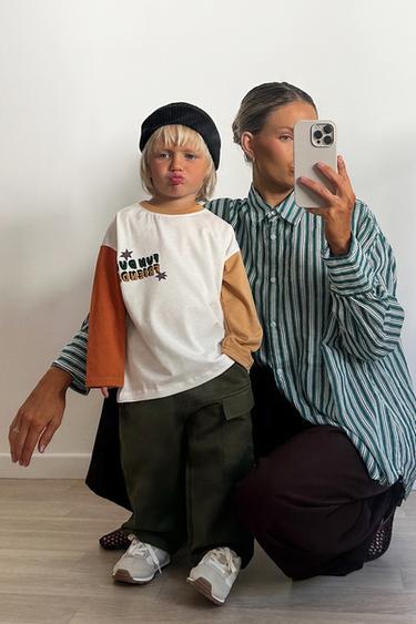 CAMISETA MANGAS ELEFANTE - Blanco roto de Zara