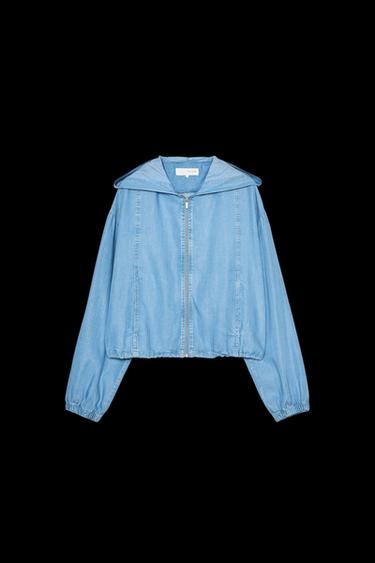 ADJUSTABLE HEM HOODED JACKET - Light indigo by Zara - Image 0