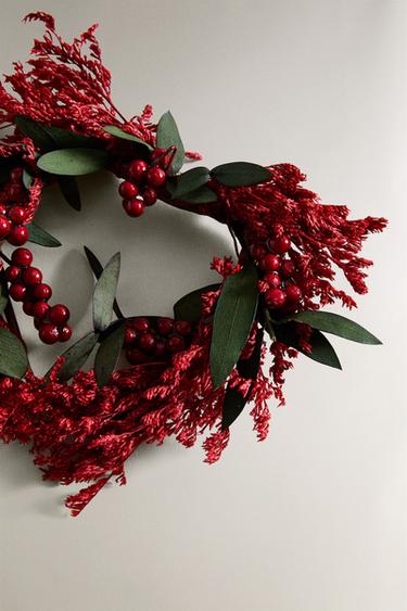 LOT DE 4 RONDS DE SERVIETTE CŒUR FEUILLES NOËL - Rouge de Zara - Image 2