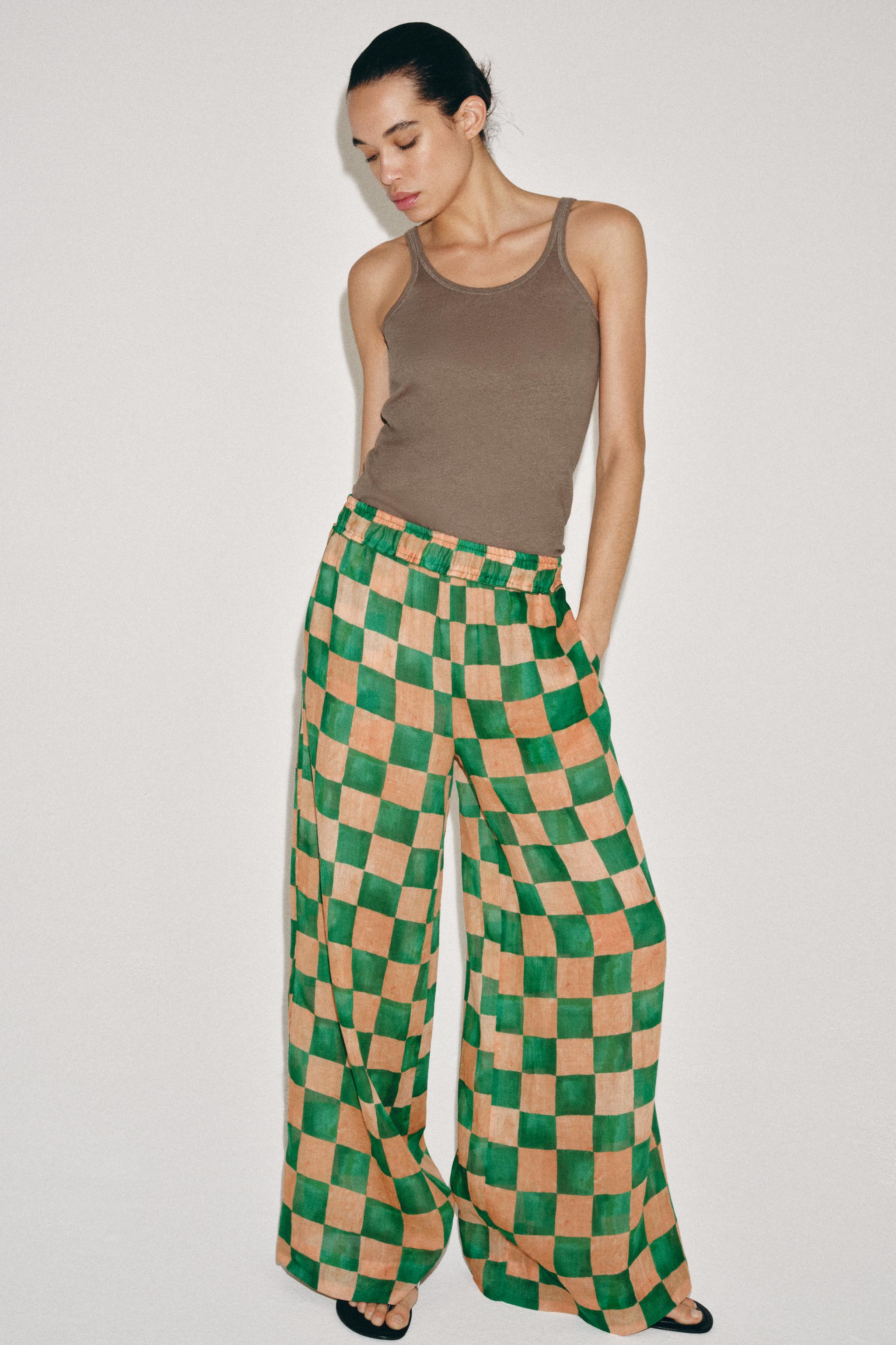 RAMIE PLAID PALAZZO PANTS ZW COLLECTION