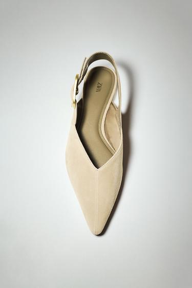 SLINGBACK AUS VELOURSLEDER MIT SCHNALLE - Beige von Zara