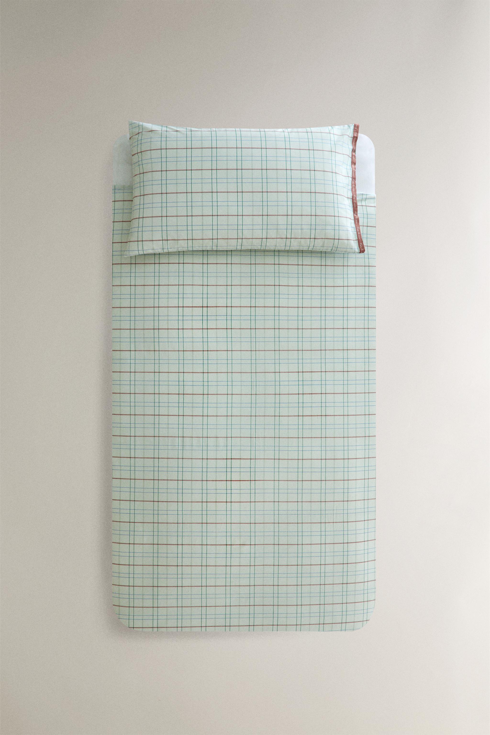 KIDS GREEN CHECK DUVET COVER