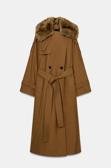 TRENCH OVERSIZE ILE-EFEKTUDUN LEPOAREKIN, ZW COLLECTION LIMITED EDITION - Karamelu kolorea, Zara-rena