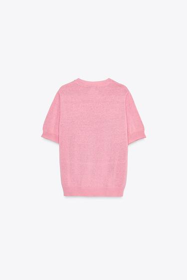 TOP RUSTIQUE EN MAILLE UNI - Rose chewing-gum de Zara - Image 3