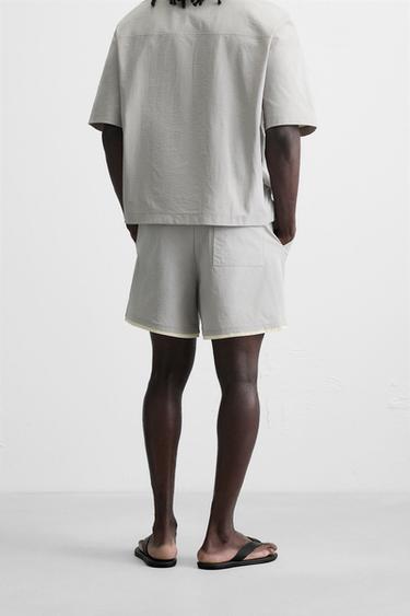 KONTRAST TEXNIK SHORT - Sadaf kulrang Zara tomonidan