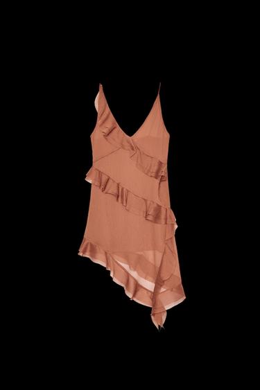 ASYMMETRISCHES KLEID MIT VOLANT - Toffeefarben von Zara - Bild 0