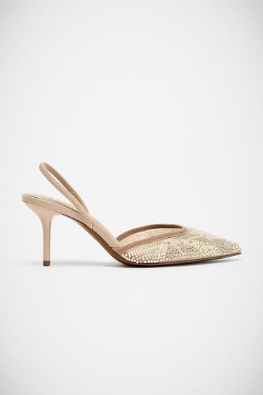 CHAUSSURES OUVERTES À L'ARRIÈRE BRILLANTES - Beige de Zara