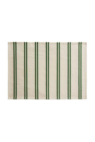 Zara EMBROIDERED STRIPE PLACEMAT - Green