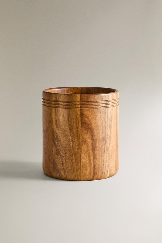 BOTE UTENSILIOS MADERA - Marrón de Zara - Imagen 0