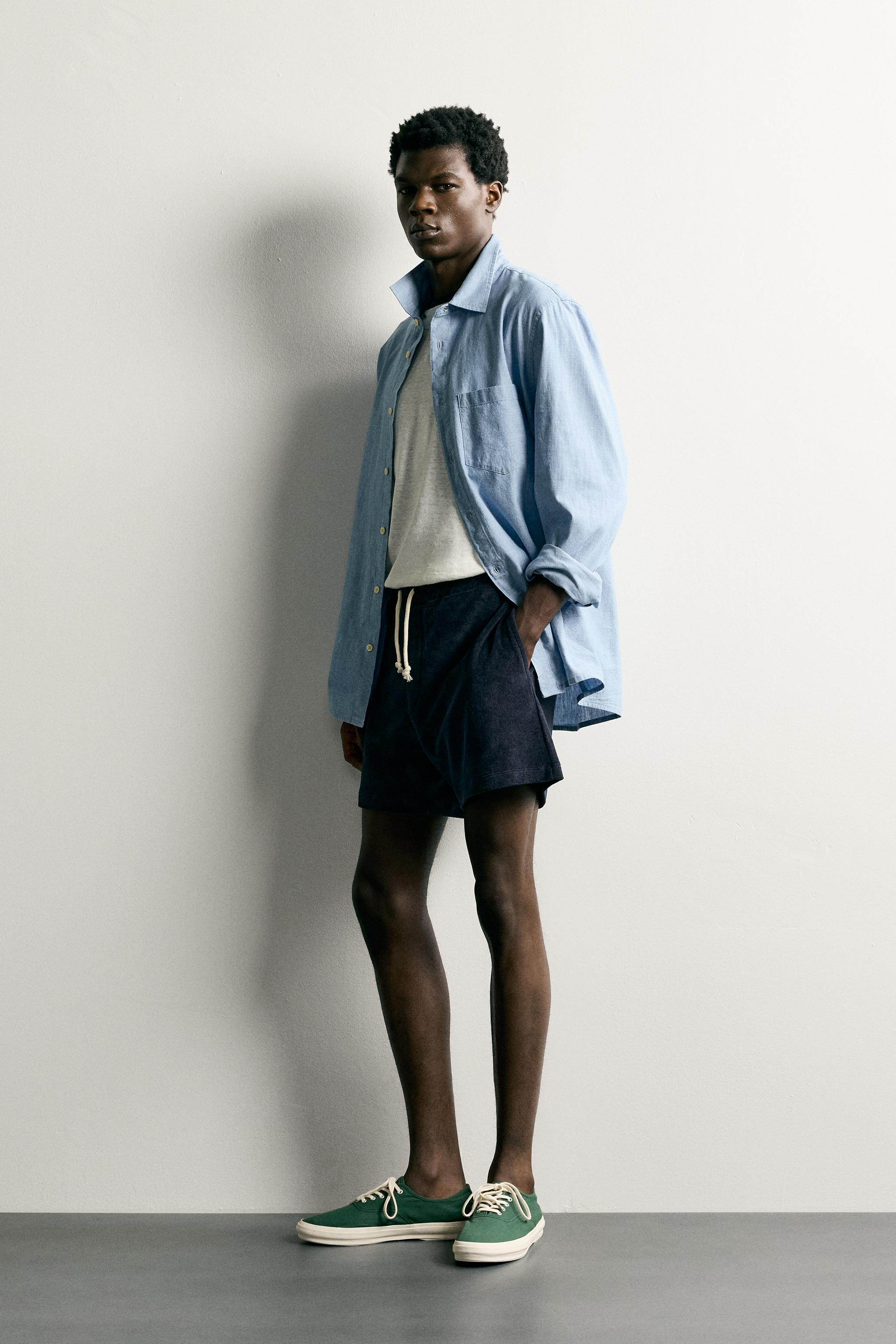 Мужские шорты Zara RELAXED FIT TERRY SHORTS — фото 4