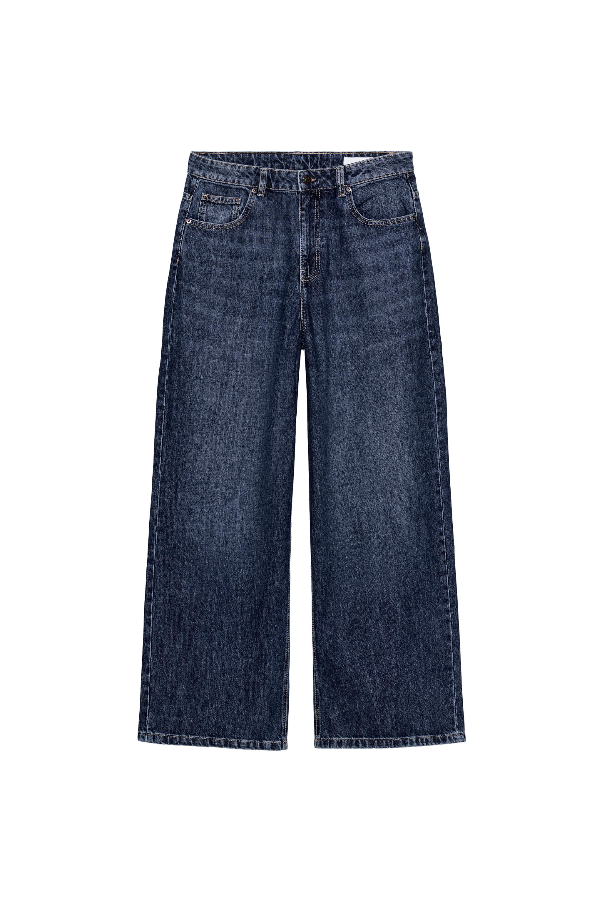 JEANS ZW COLLECTION WIDE LEG CINTURA ALTA - Índigo | ZARA Brasil