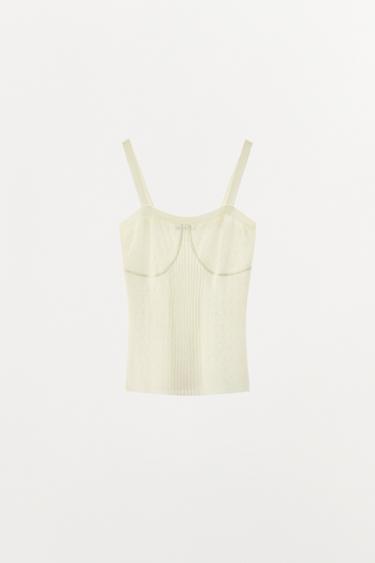 PLEATED KNIT TOP - Ecru by Zara - Image 3