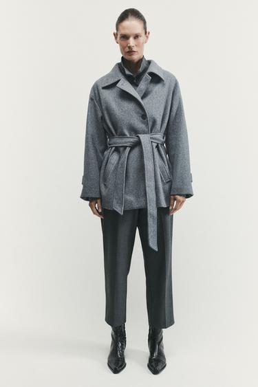 SOFT DOUBLE-POSITION COLLAR COAT - Grey by Zara