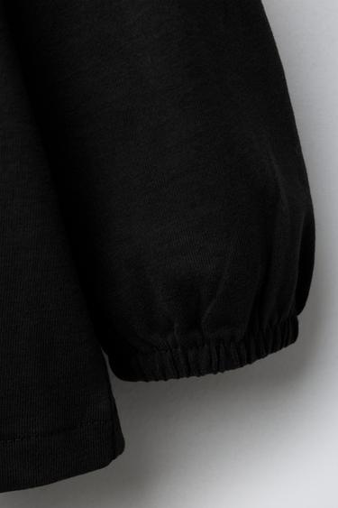 EMBROIDERED T-SHIRT WITH PETER PAN COLLAR - Black by Zara