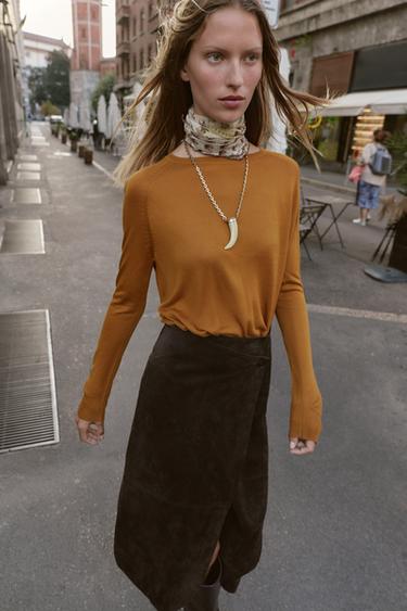 PULL EN MAILLE FINE - Moutarde de Zara - Image 3