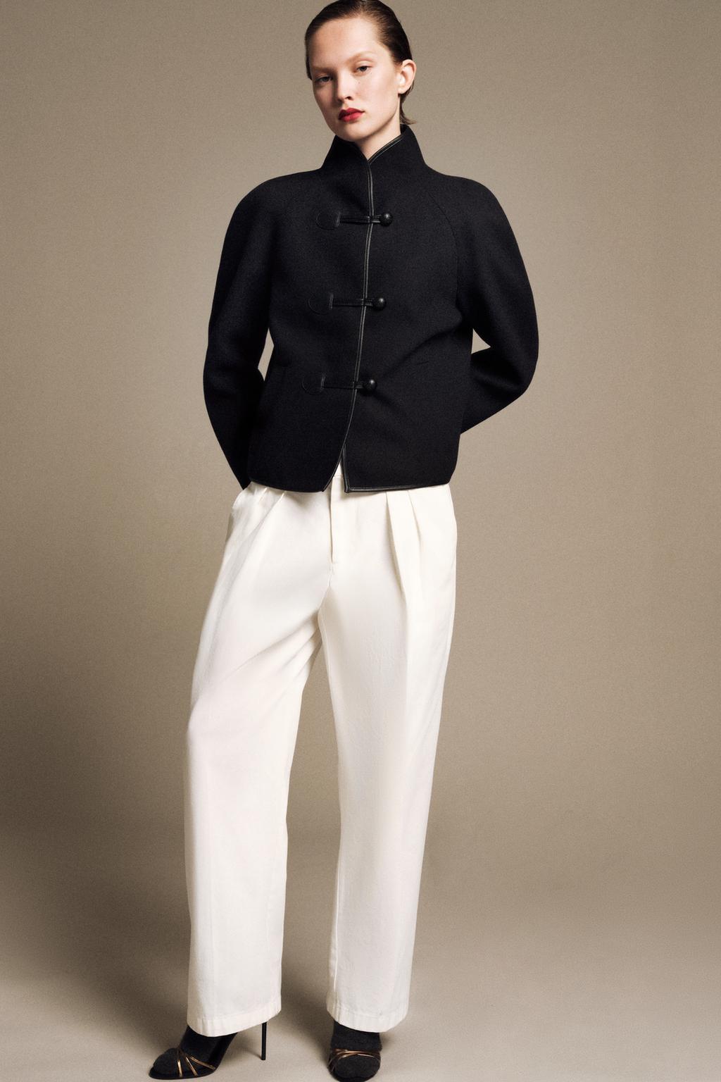 ZW COLLECTION WOOL BLEND COAT WITH FROG FASTENING