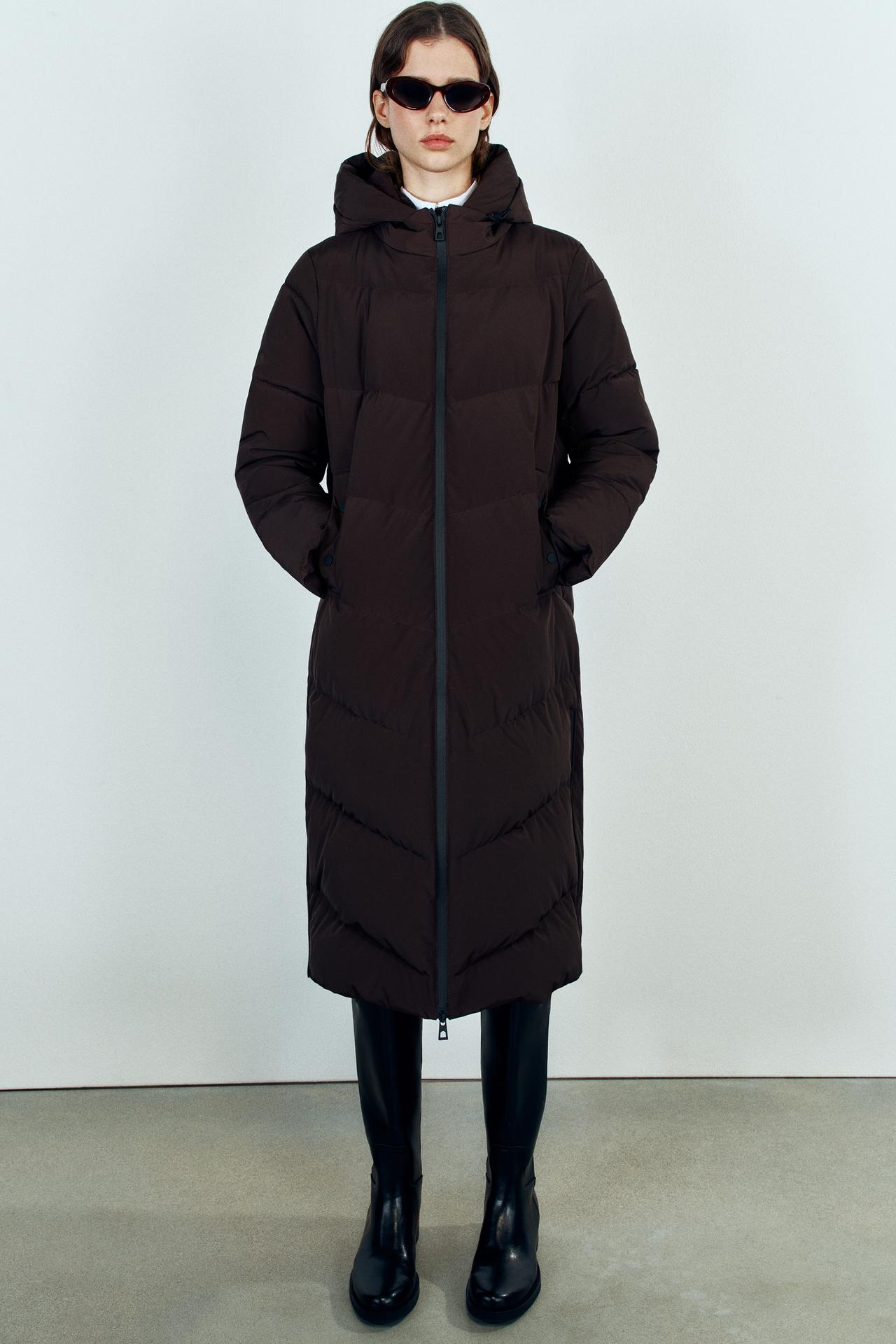 WATER-REPELLENT WINDPROOF 50% DOWN 50% FEATHER PADDED ANORAK — Brown