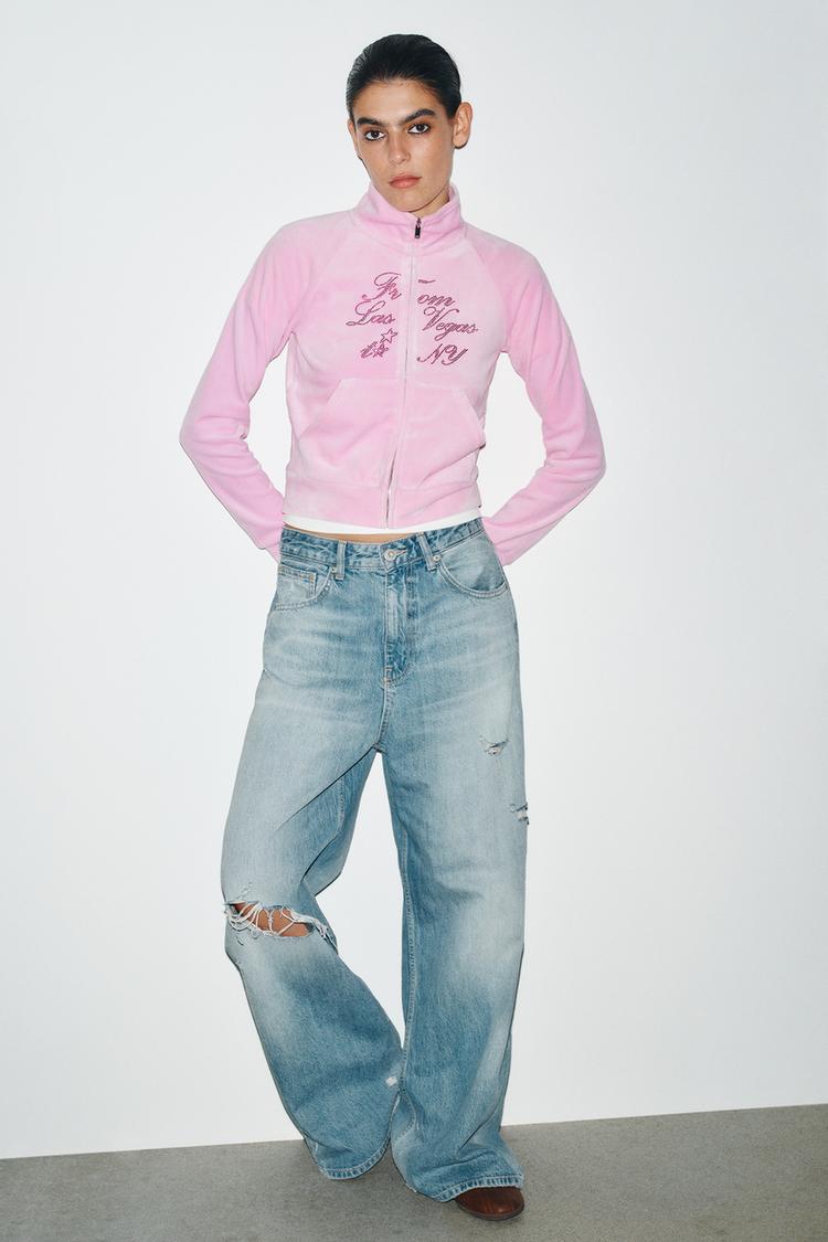 VELVET JACKET WITH TEXT - Main Image