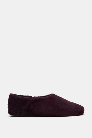 FAUX FUR BALLET FLATS - Mauve Purple by Zara