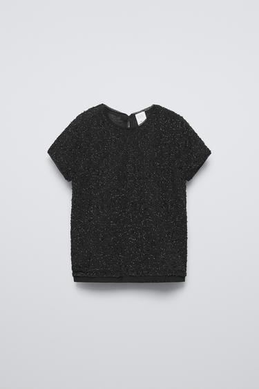 BEJEWELLED TULLE T-SHIRT - Black by Zara