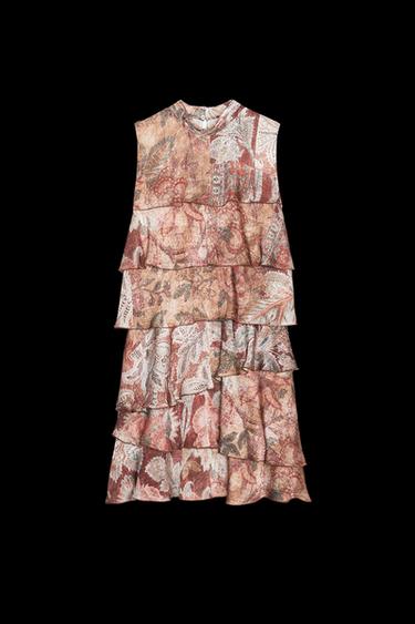 VESTIDO MINI ESTAMPADO VOLANTES - Multicolor de Zara - Imagen 0