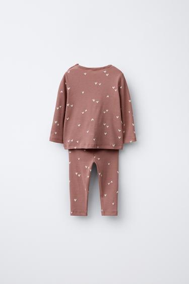 HEART PRINT RIB T-SHIRT AND LEGGINGS SET - Pink by Zara - Image 1