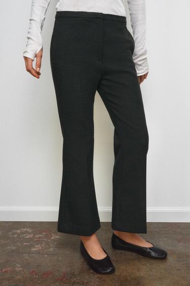 ZW COLLECTION CROPPED FLARE TROUSERS - Dark grey by Zara