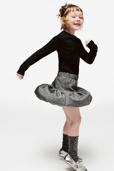 Zara SHIMMERY BALLOON SKIRT - Anthracite grey
