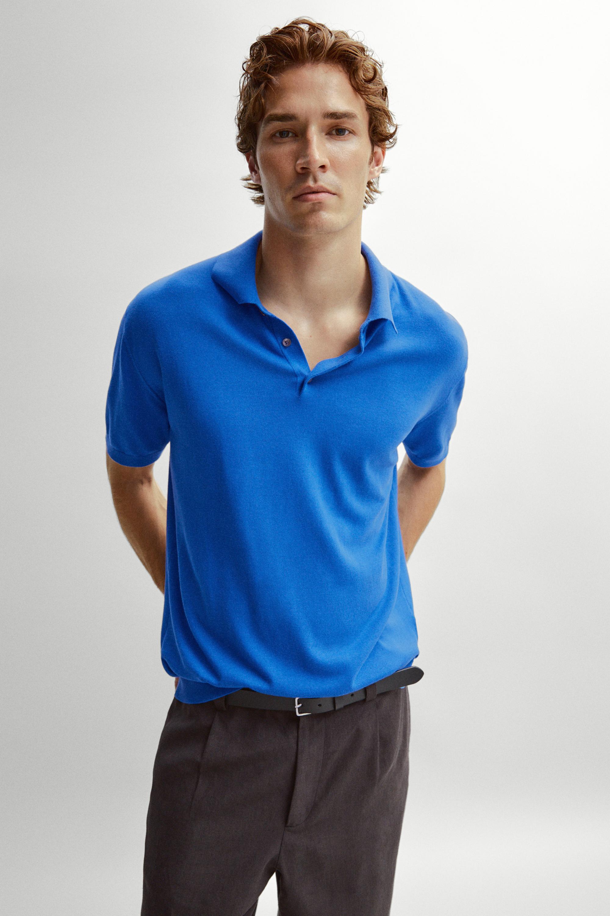 100% Cotton Knit Polo Shirt — Beige