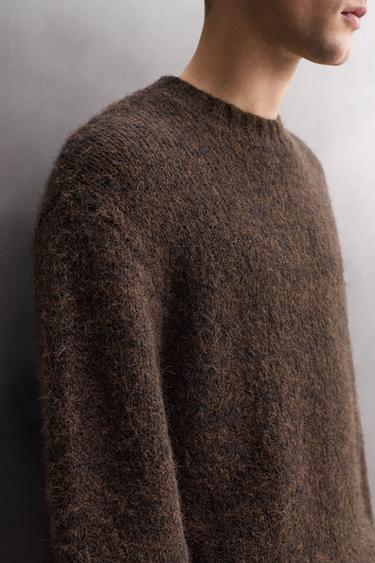 WOOL BLEND TEXTURED JUMPER - Brown by Zara - Image 5