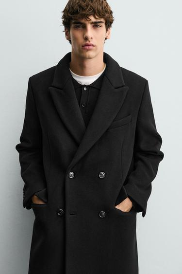 MANTECO WOOL BLEND DOUBLE-BREASTED COAT - Black by Zara