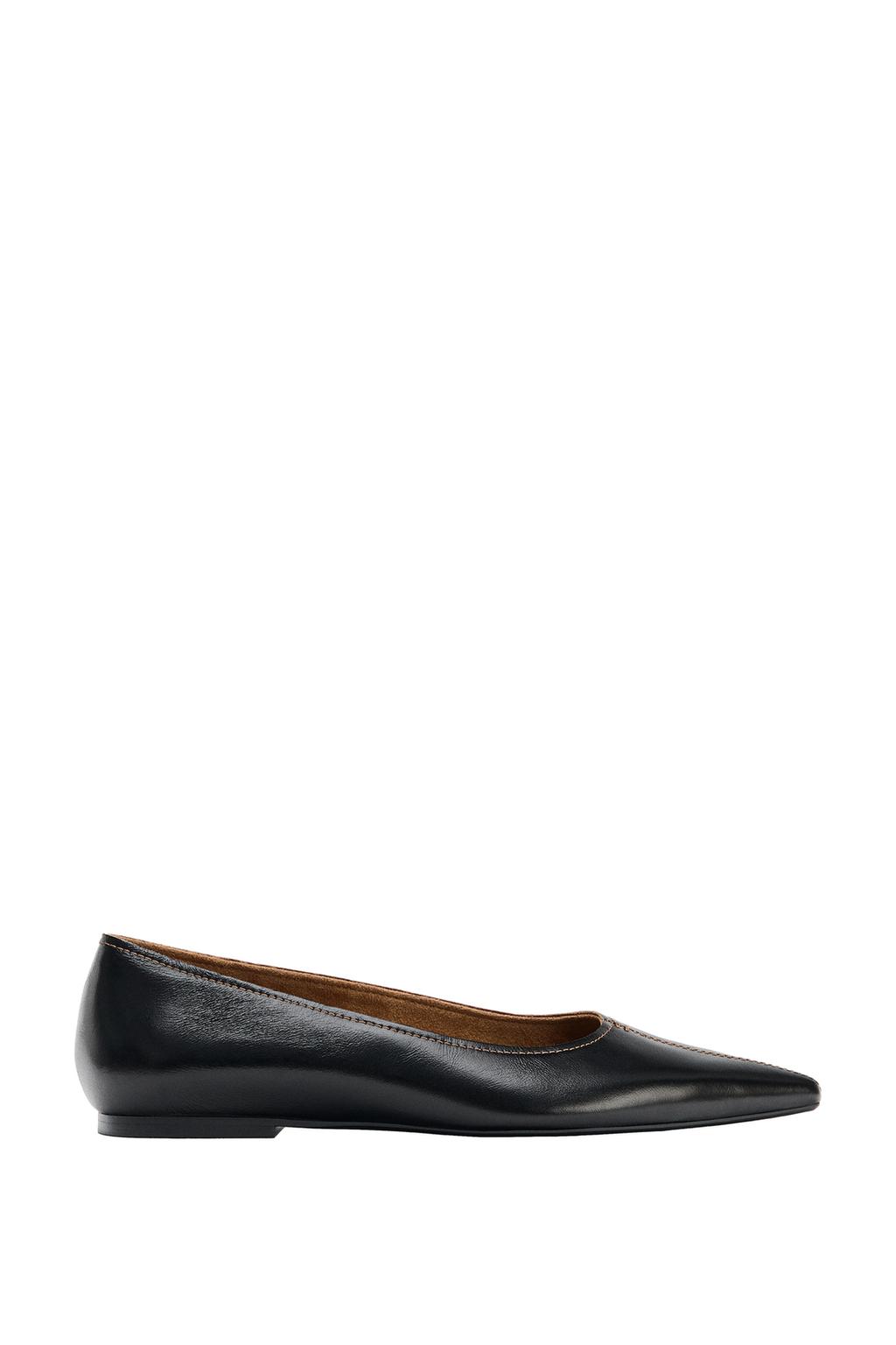 LEATHER BALLET FLATS WITH TOPSTITCHING - image 4