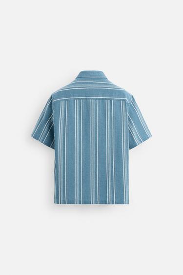 CHEMISE STRUCTURÉE À RAYURES - Indigo de Zara - Image 7