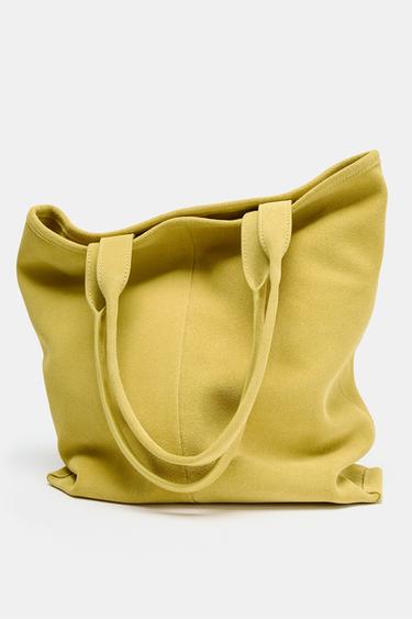 SAC SHOPPER EN DAIM - Jaune clair de Zara - Image 4