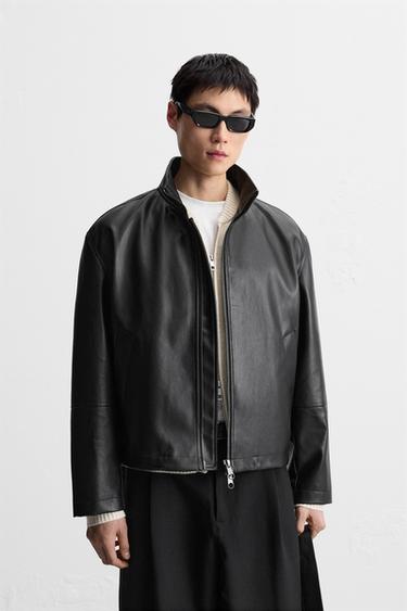 LEATHER-EFFECT JACKET - Black by Zara