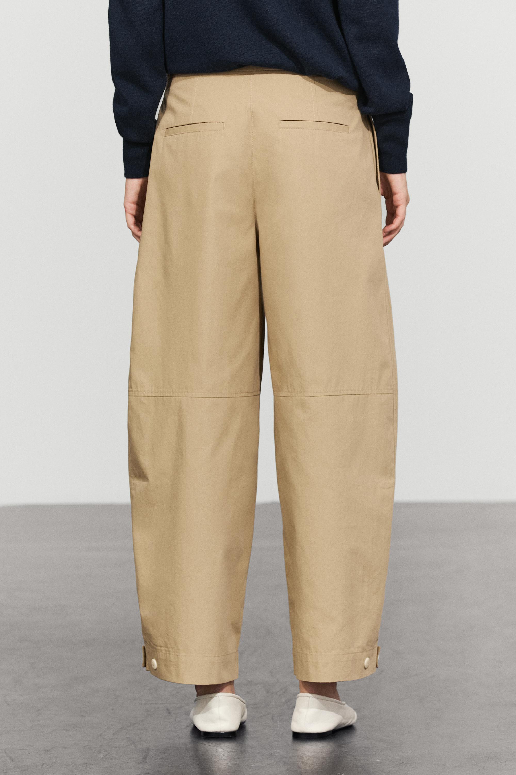 Pantalon barrel 100 % coton avec détail au bas