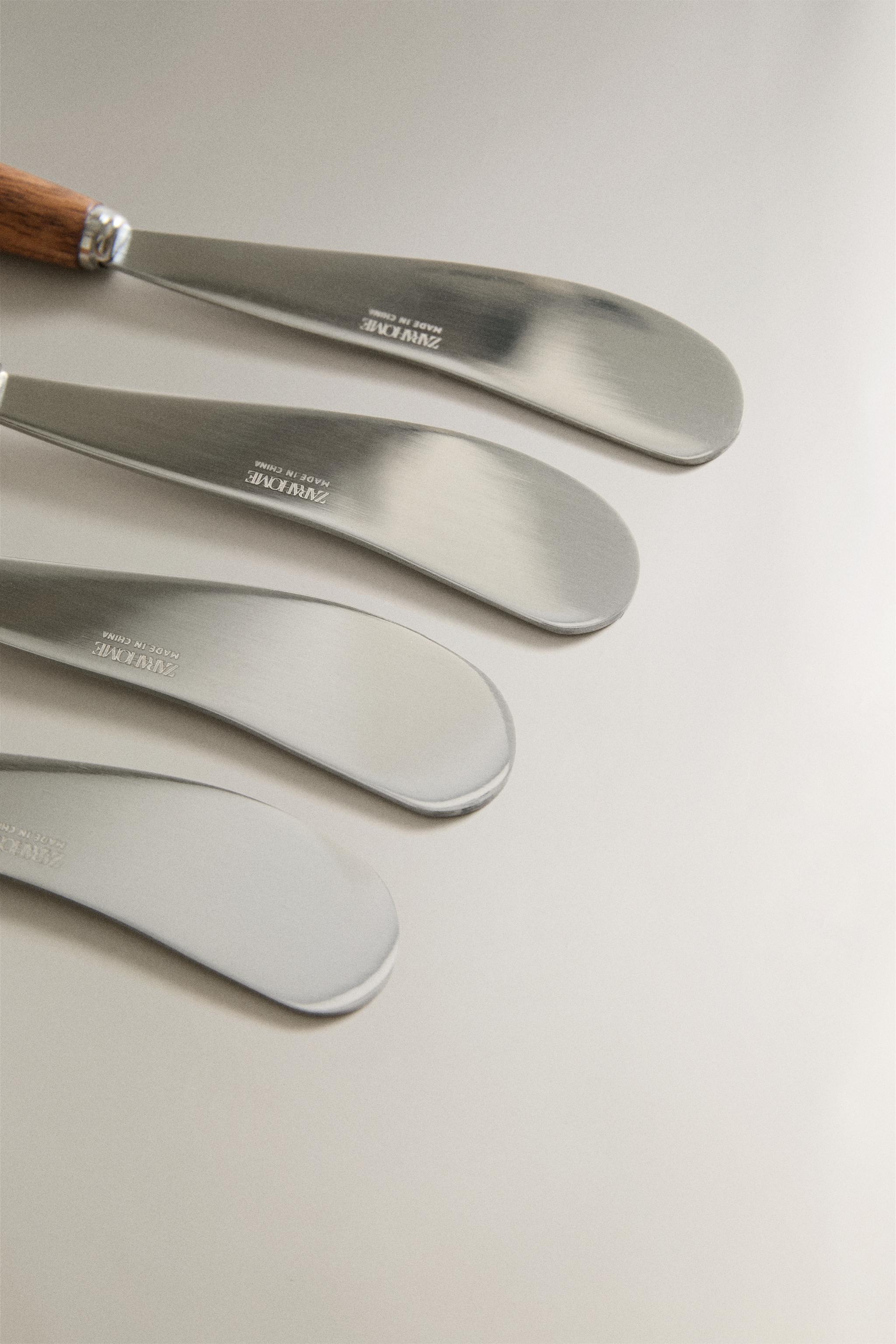 PACK OF WOODEN BUTTER KNIVES (PACK OF 4) — Light beige