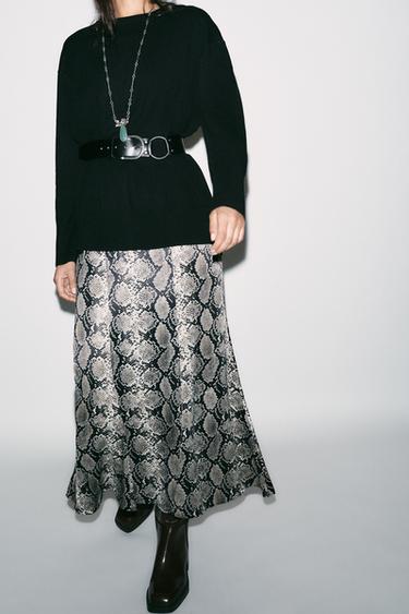 ANIMAL PRINT SATIN MIDI SKIRT - Snake by Zara - Image 3