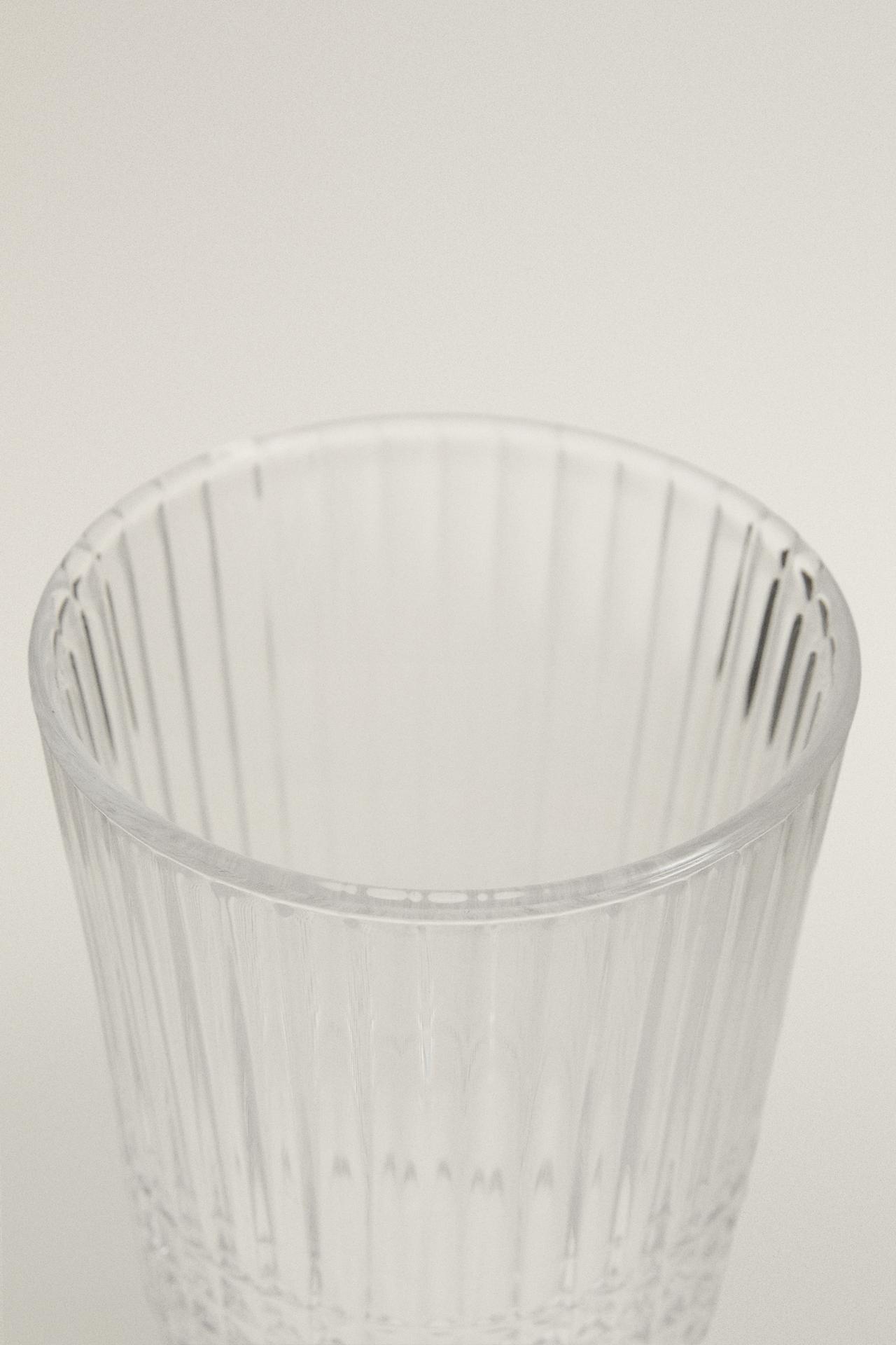 GLASS TUMBLER WITH RAISED GEOMETRIC DESIGN — Transparent