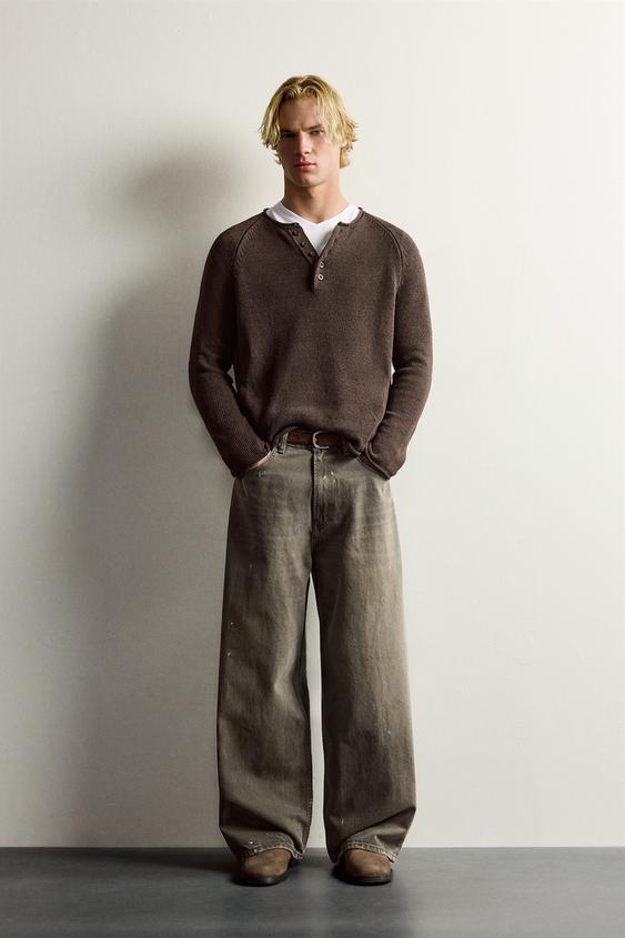 JEANS BAGGY FIT EFFET VINTAGE - Gris moyen de Zara - Image 0