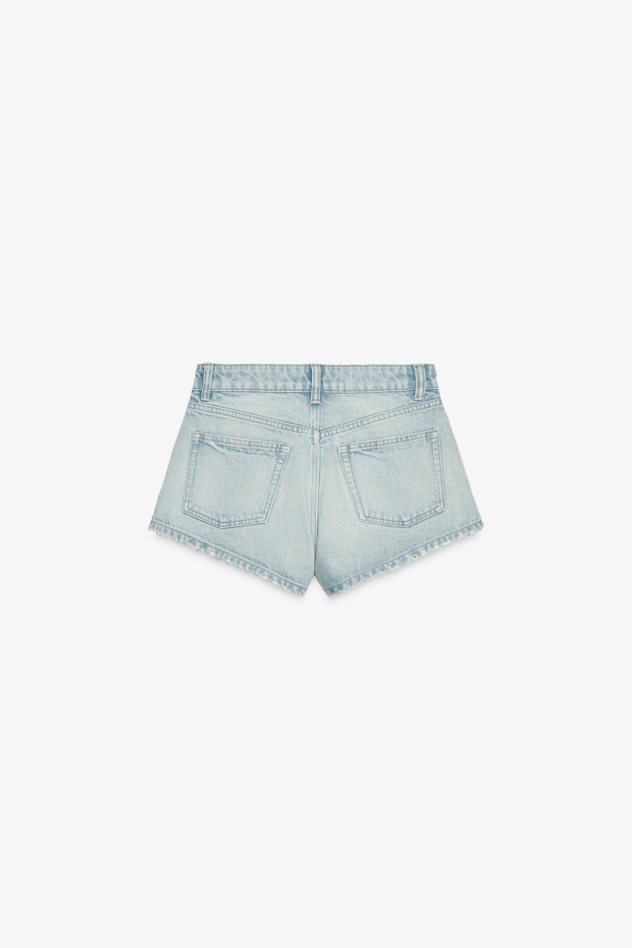【ZARA】TRFミッドライズデニムバミューダショーツ TRF バギー NFL ミッドライズジーンズ - ネイビーブルー | ZARA