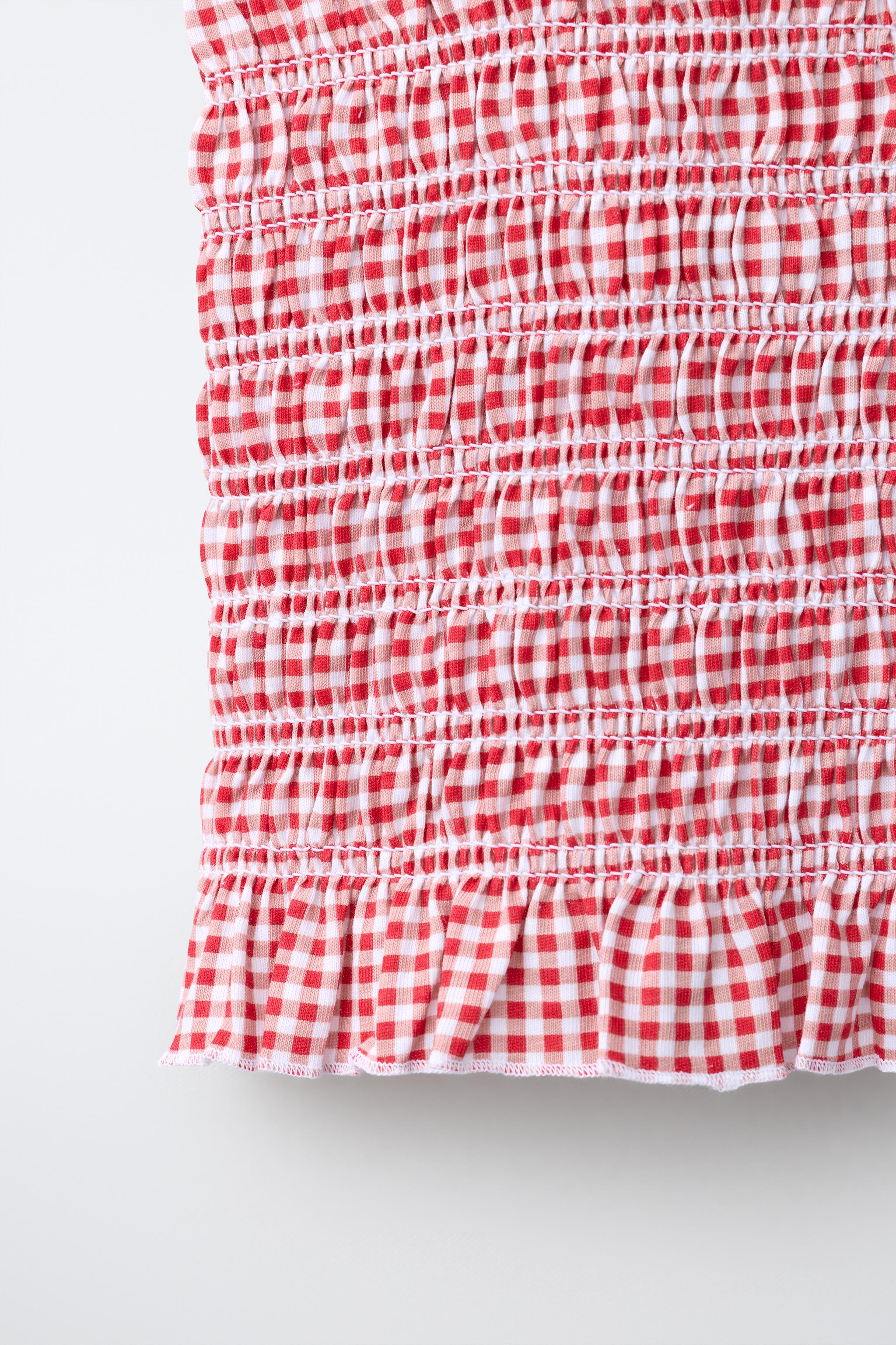 Детские топы Zara GINGHAM SMOCKED ELASTICIZED TOP — фото 4